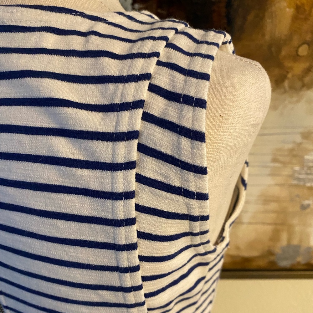 J. Crew white with blue stripes dress size 0 ~ - Picture 5 of 14
